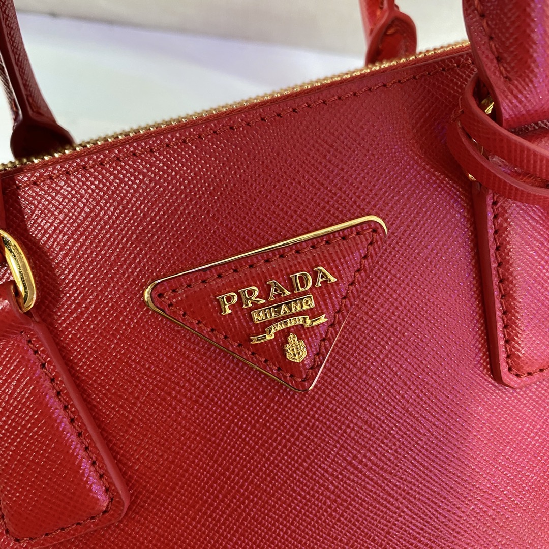 Prada Mini Galleria Saffiano Leather Bag Tote Shoulder Bag Red 1BA906